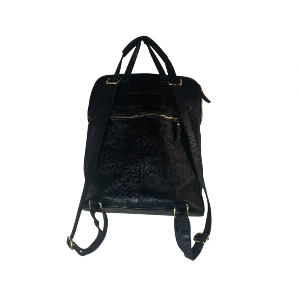 L.CREDI Convertible Leather Backpack Messenger in Black